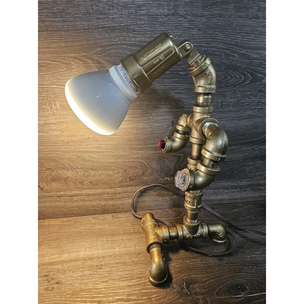 Industrial Steampunk Pipe Lamp Handmade Brass Fittings Desk Light Vintage Style
